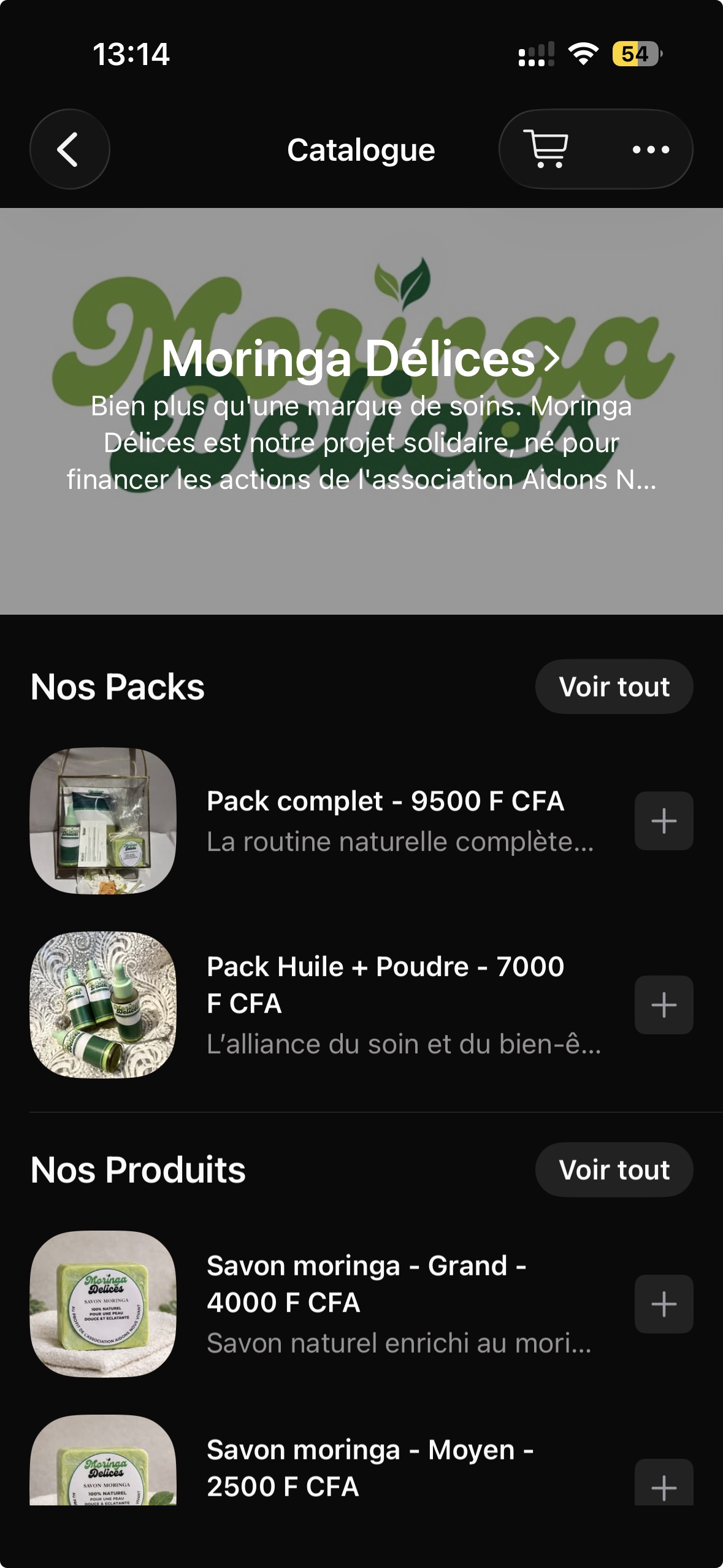 Catalogue WhatsApp Business Moringa Délices réalisé par Gaydel Digital