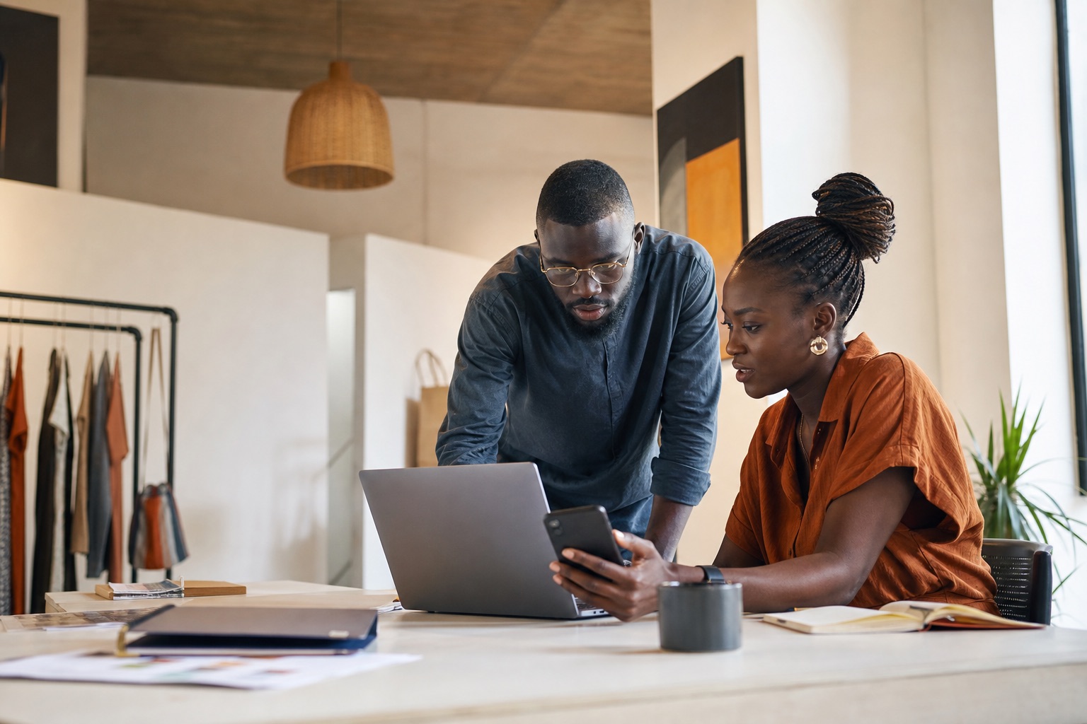 Entrepreneurs sénégalais développant leur activité avec Gaydel Digital